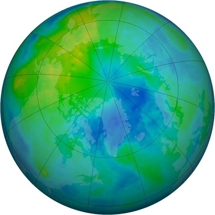 Arctic ozone map for 14 October 2003